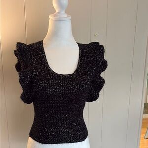 Vintage 1970s black metallic sweater vest